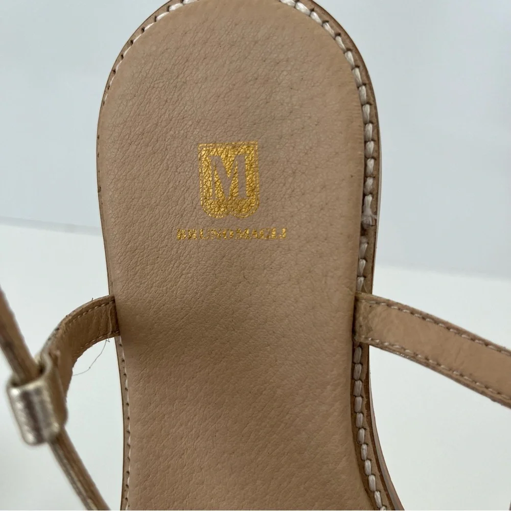 BRUNO MAGLI Jenna T-strap Leather Sandals In Gold NEW - Picture 10 of 14